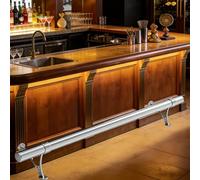 Small Bar Foot Rail Kit 2 2.8 3.2 3.6 4.0 5.2 5.3 ft, 50 mm Footrest Tubing with Brackets & End Caps, Steel Foot Rest for Commercial Pub/Island(Silver,105cm/3.4ft)