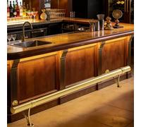 Small Bar Foot Rail Kit 2 2.8 3.2 3.6 4.0 5.2 5.3 ft, 50 mm Footrest Tubing with Brackets & End Caps, Steel Foot Rest for Commercial Pub/Island(Gold,545cm/17.9ft)