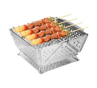 Small Barbecue Grill - Tabletop Charcoal Grill, Stainless Steel Grill Rack | Foldable BBQ Firebox, Multi Purpose Barbecue Stand for Beach Picnic Balcony Home Backyard Patio Travel Kitchen