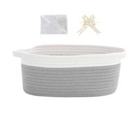 Small Basket Hamper Kit, 30x20x12cm Hamper Baskets for Gifts Empty with Gift Bag and Ribbon,Storage for Children and Infants Birthday Shower, Cat and Dog Pet Toy (Grey)