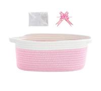 Small Basket Hamper Kit, 30x20x12cm Hamper Baskets for Gifts Empty with Gift Bag and Ribbon,Storage for Children and Infants Birthday Shower, Cat and Dog Pet Toy (Pink)
