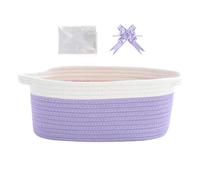 Small Basket Hamper Kit, 30x20x12cm Hamper Baskets for Gifts Empty with Gift Bag and Ribbon,Storage for Children and Infants Birthday Shower, Cat and Dog Pet Toy (Purple)