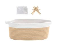 Small Basket Hamper Kit, 30x20x12cm Hamper Baskets for Gifts Empty with Gift Bag and Ribbon,Storage for Children and Infants Birthday Shower, Cat and Dog Pet Toy (Khaki)