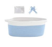 Small Basket Hamper Kit, 30x20x12cm Hamper Baskets for Gifts Empty with Gift Bag and Ribbon,Storage for Children and Infants Birthday Shower, Cat and Dog Pet Toy (Blue)