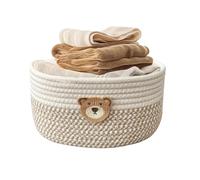 Small Basket - Woven Laundry Organizer,Cotton Rope Room Shelf Storage, Space Saving Fabric Bin | Decorative Cotton Rope Basket Perfect For Clothes Blankets Books Towels Dog Toys Snacks