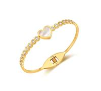 Small - batch High - end - feeling Heart - shaped Titanium Steel Bracelet - A Fashionable, Versatile Stainless Steel Diamond - encrusted Bangle as a Gift