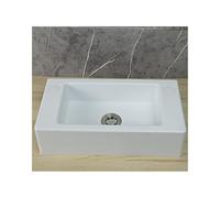Small Bathroom Sink, 40x20x11cm/16x8x4inch Rectangular Wall Mounted Basin, Plastic Mini Cloakroom Basin with Water Pipe Countertop | Wall Mount for Cloakroom Kitchen Toilet 75cm Water Pipe