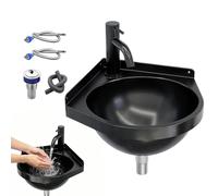 Small Bathroom Sink - Corner Triangular Semi-Circular Faucet Washbasin - Small Spaces Sink,for Garden Patio Apartment Mudroom Bathroom Kitchen Home Entryway