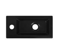 Small Bathroom Sink Guest Toilet Sink Black Matt Rectangular Ceramic Hanging for Bathroom Sink Hand Sink, Toilet, 365 x 180 x 90 mm Tap Left