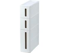 Small Bathroom Storage Cabinet, 3 Layer Slim Cabinet with Plastic Drawers, 4 Tier Organization Solution for Home, Space-Saving Design, Easy Assembly