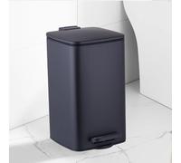 Small Bathroom Trash Can With Lid Soft Closing Lid, Step Pedal, 8 Liter/Stainless Steel Kitchen Garbage Can Dust Bin with Removable Inner Bucket (Black)