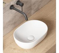 Small Bathroom Vessel Sink, OCEALAGOON 15 x 10 Oval Bathroom Sink Bowls Above Counter, Porcelain Ceramic White Vessel Sink for Bathroom, Modern Countertop Sink, Vanity Sink Lavatory Art Wash Basin