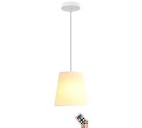 Small Battery Operated Pendant Light with Rechargeable Bulb & Remote, Not Hardwired Kitchen Island Fabric Pendant Light, Dimmable and Timable White Hanging Lights for Living Room Dining Table Bedroo