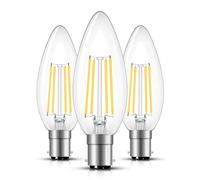 Small Bayonet Light Bulb, 4W B15 LED Filament Candle Bulb 40W Incandescent Bulbs Equivalent, 2700K Warm White, C35 B15 Bulbs for Chandelier, Pack of 3