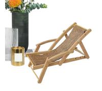 Small Beach Chair - Tiny Wooden Lounge, Doll House Furniture, Multipurpose Small Desktop Ornament Model | Kids Teens Bookshelf Decoration Accessory FordollhouseMiniature Display Collectiblle