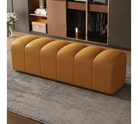 Small Bedroom Bench Upholstered Leather Entryway Bench Shoe Shine Stool Simple Living Room Clothes Bench Sofa Ottoman (120x40x42cm Orange)