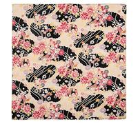 Small Beige and Black Floral Japanese Furoshiki