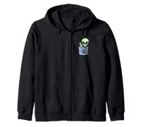 Small Being Extraterrestrial with Peace Sign Zip Hoodie