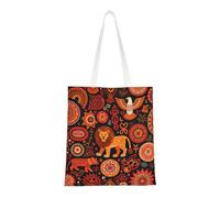 small bell Tote Bag - Stylish Canvas Tote Bags for Women, Reusable Grocery Shopping Cloth Bag, Lion and Tiger, One Size