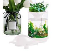 Small Betta Aquarium, Translucent Quiet Water Tank with Filter System, Small Aquaponic Hydroponics Aquarium Ecosystem for Home, Fish Shop, Apartment, Work