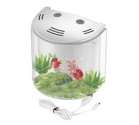 Small Betta Fish Tank - Betta Aquarium Tank, Water Pump Integrated, Clear Fishes Tanks Container, Transparent Bowl for Snails Shrimp Starfish