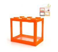 Small Betta Fish Tank,Mini Fish Tank Aquarium Tank Kit,Desktop Stackable Cube Tank for Sea Monkey Shrimp Moss Balls Insects (Building Block Fish Tank 1 PCS