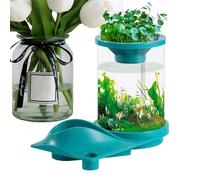 Small Betta Fish Tank - Self-Sustaining Silent Fish Bowl With Filter System - Desk Hydroponic Aquarium Ecosystem for Apartment, Fish Store, Home Decoration