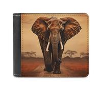 Small Billfold Wallet for Men Women African Elephant Walking Front Pocket Wallets Card Holder Slim Passport Purse