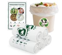 Small Bin Bags 5 Litre - 120 PCS Kitchen Compostable Food Waste Bags Liners, Mini White Bathroom Biode Gradable Compost Bag for Toilet Garden Office Bedroom Indoor Degradable Small Plastic Rubbish Bag