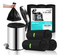 Small Bin Bags 5L, Black Pedal Bin Liners, 60 Count, Thick Leakproof
