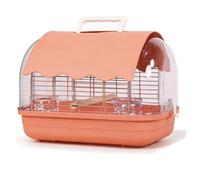 Small Bird Cage,Transparent Bird Travel Carrier, Full View Cockatiel Cage,Birds Habitat Category Indoor Outdoor, Canary Lovebird for Balcony Living Room Park(Pink-B,L)