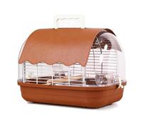 Small Bird Cage,Transparent Bird Travel Carrier, Full View Cockatiel Cage,Birds Habitat Category Indoor Outdoor, Canary Lovebird for Balcony Living Room Park(Brown-B,S)
