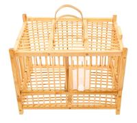 Small Bird Cage with Handle, Bamboo Double Layer Security Design | Orange Finish, 1.1cm Rod Spacing, Easy to Clean, Ample Space, Hand Held Use, for Birds