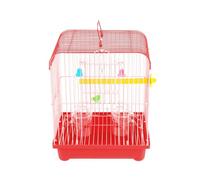 Small Bird Cages 22cm x 27cm x 16cm for Canaries, Budgies, Finches, Metal, Accessories - Red
