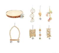 Small Bird Enrichment Set With Wooden Swing, Perch Toys And Chewable Elements For Physical Exercise And Cognitive Engagement In Cages