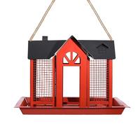 Small Bird Feeder Bird Feeder for Outside Metal Mesh Wild with Triple Feeders for Chickadee Large Capacity and Durable Red