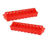 Small Bird Feeder Plastic Flip Top With 18 Ports For Chickens Ducks Quails Budgies 2 Piece Red Farm Accessories Kit