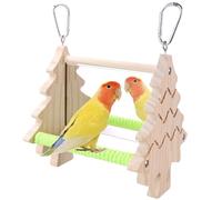 Small Bird Mirror Parrot Swing,Bird Stand Perch Toy,Double Sided Mirror Swing with Chew Flower Perch Safe Parakeet Budgie Cockatiel Cage Accessories for Biting Anxiety.