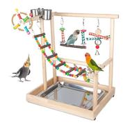 Small Bird Playground Parakeet, Bird Play Ground Parrots Table Top Parrot Stand Medium Quaker Parrot Perch Stand Cockatiel Perch Play Stand with Climb Ladders, Swing,Chewing Toys for Conure Cockatiel