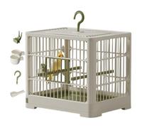 Small Bird Travel Cage - 30x23x26cm, Comfort Handle Cages, Secure On The Go Habitat, Cleanable Removable Bottom Pan, Standing Pole Food Cup Kit birds Canary | Vet Visit Car Ride With Accessory Bundle