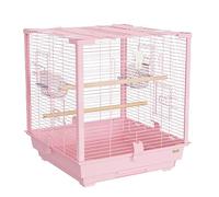 Small Bird Travel Cage-Lightweight Small Birds Starter Kit, budgie cage for Parakeet Love Birds Parrotlet, Removable Plastic Tray(Pink)