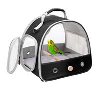 Small Bird Travel Carrier, Portable Bird Cage with Clear Windows for Parrot Parakeet Budgie Cockatiel with Soft Mat and Wooden Stand Perch