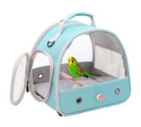 Small Bird Travel Carrier, Portable Bird Cage with Clear Windows for Parrot Parakeet Budgie Reptile with Soft Mat and Wooden Stand Perch