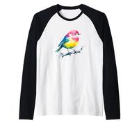 Small Bird Watercolour Drawing for Women Girls Bird Raglan Baseball Tee