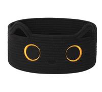 Small Black Cat Woven Storage Basket with Cute Ears Handle - Cotton Rope Toy Bin with Embroidered Face for Halloween Decor Pet Bed Nursery Kids Room