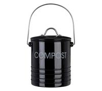 Small Black Compost Caddy Compact Steel Food Recycling Bin Worktop Space Saver