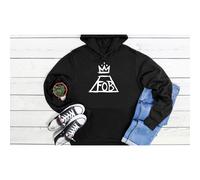 (Small, Black) Fall Out Boy Logo Rock Band Black Grey Men Women Unisex Hoodie