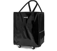 (Small,Black) Reusable Grocery Bag on Wheels, Laundry Basket Hamper, Foldable Rolling Tote Bag with Handle and Zipper, Storage Organizer for Clothes & Groceries, Rolling Shopping Cart for Trips, 66lb