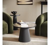 Small Black Round Cast Glass Coffee Table - Evie