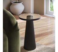 Small Black Round Cast Glass Side Table - Evie